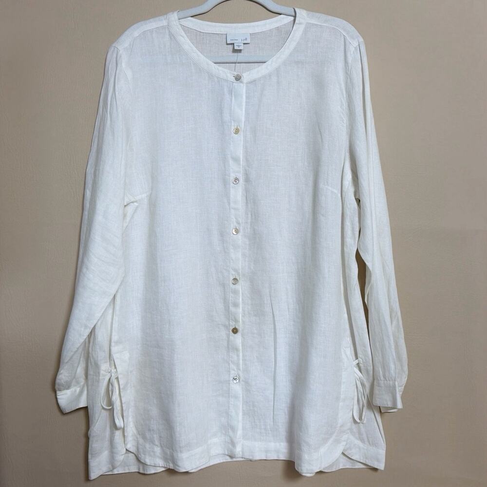 J. Jill Love Linen Blouse White 100% Linen Flax Tunic Top NWT Size XL